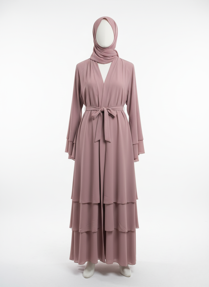 Sophisticated Plain Layered Abaya