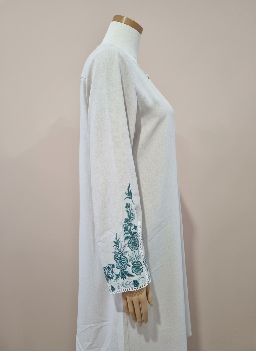 Luxe Green Sleeve Embroidery Abaya