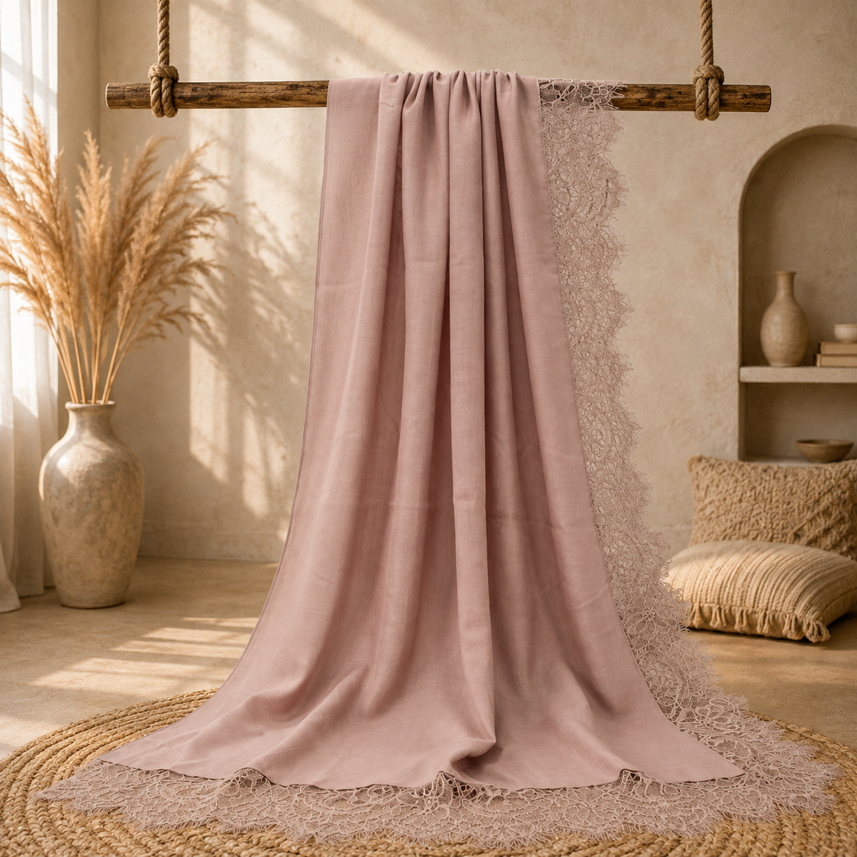 Lace-Trim Modal Hijab