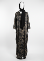 Graceful Black Self-Print Shiny Abaya
