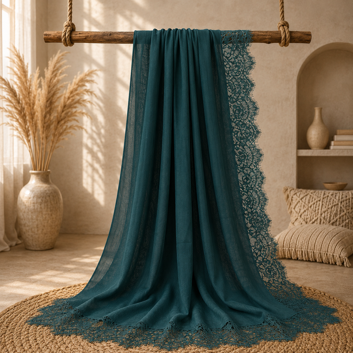 Lace-Trim Modal Hijab