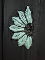 Midnight Bloom Green Ribbon Floral Abaya