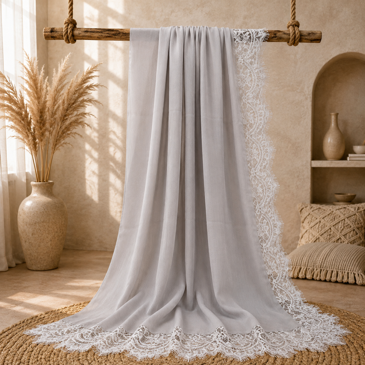 Lace-Trim Modal Hijab