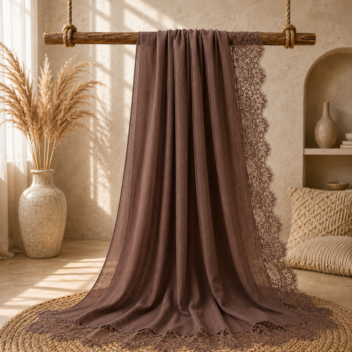 Lace-Trim Modal Hijab