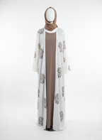 Elegant White and Brown Embroidered Set