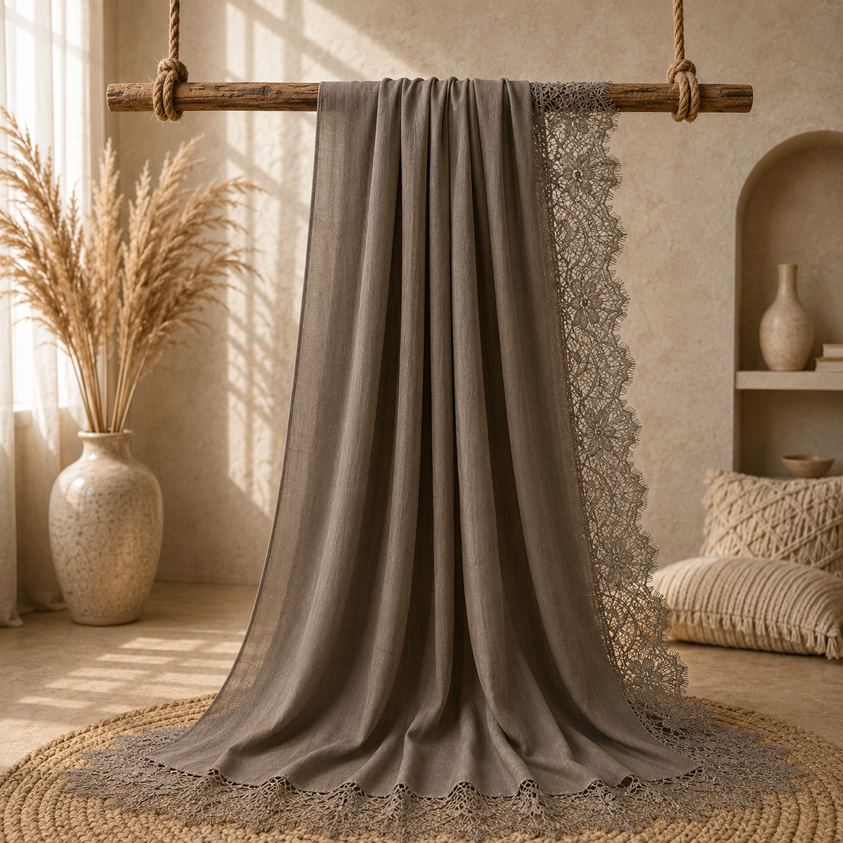 Lace-Trim Modal Hijab