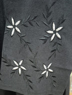 Graceful Black with White Floral Embroidery