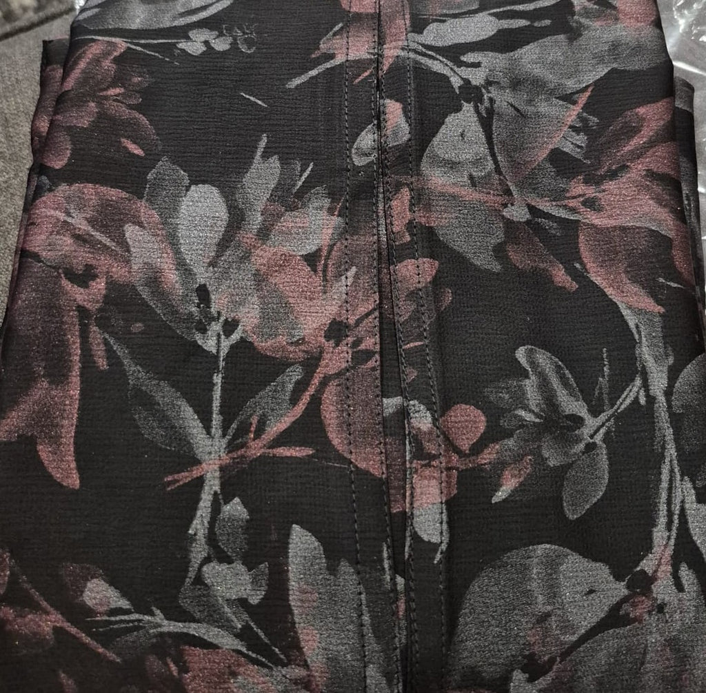 Blush Blossom Black Printed Abaya