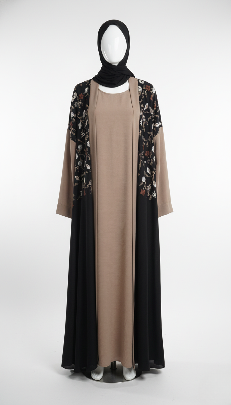 Black and Brown Floral Embroidery