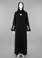 Black Bloom Beaded Sleeves Abaya