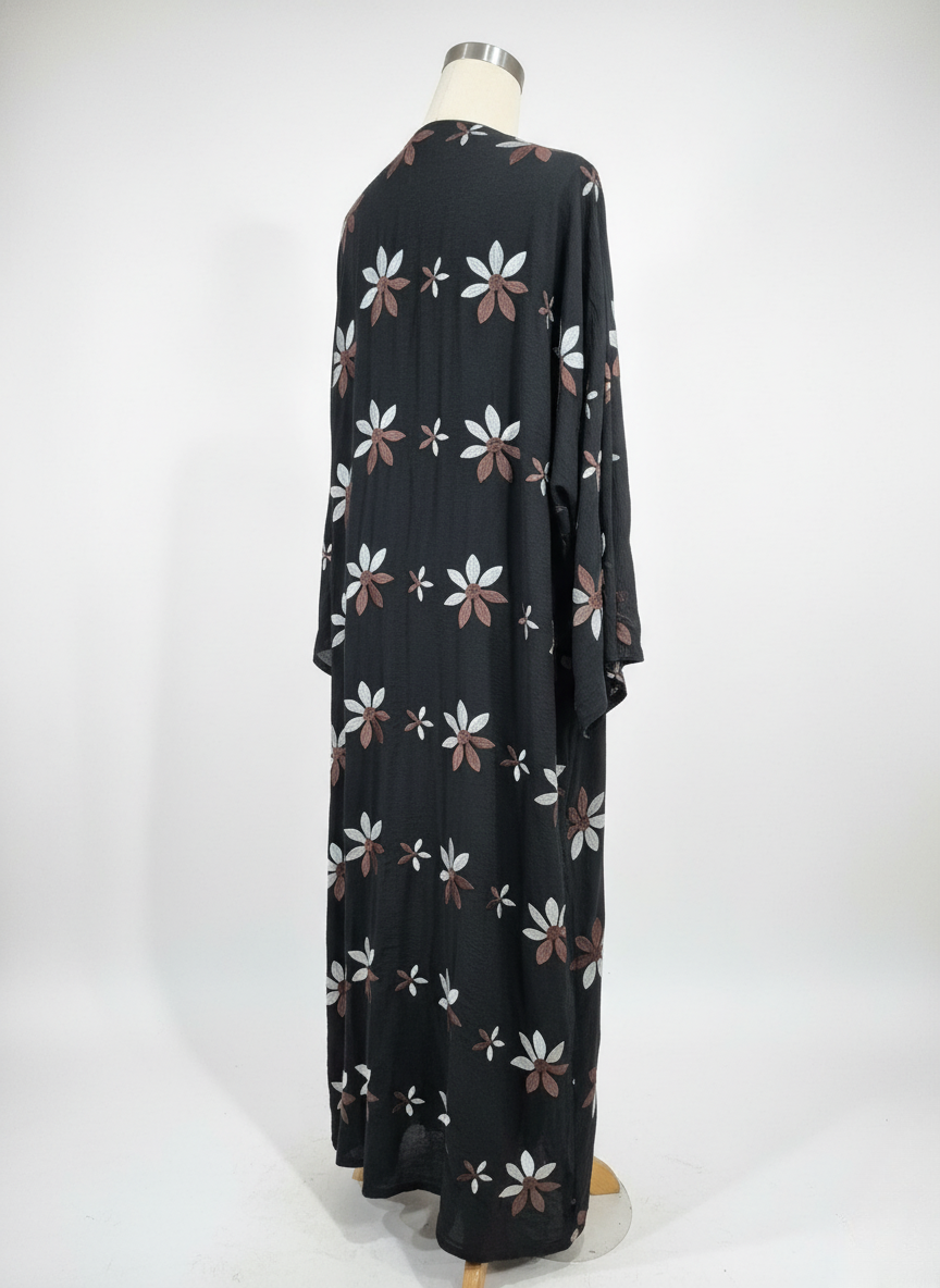 Full Floral Black & Brown Abaya
