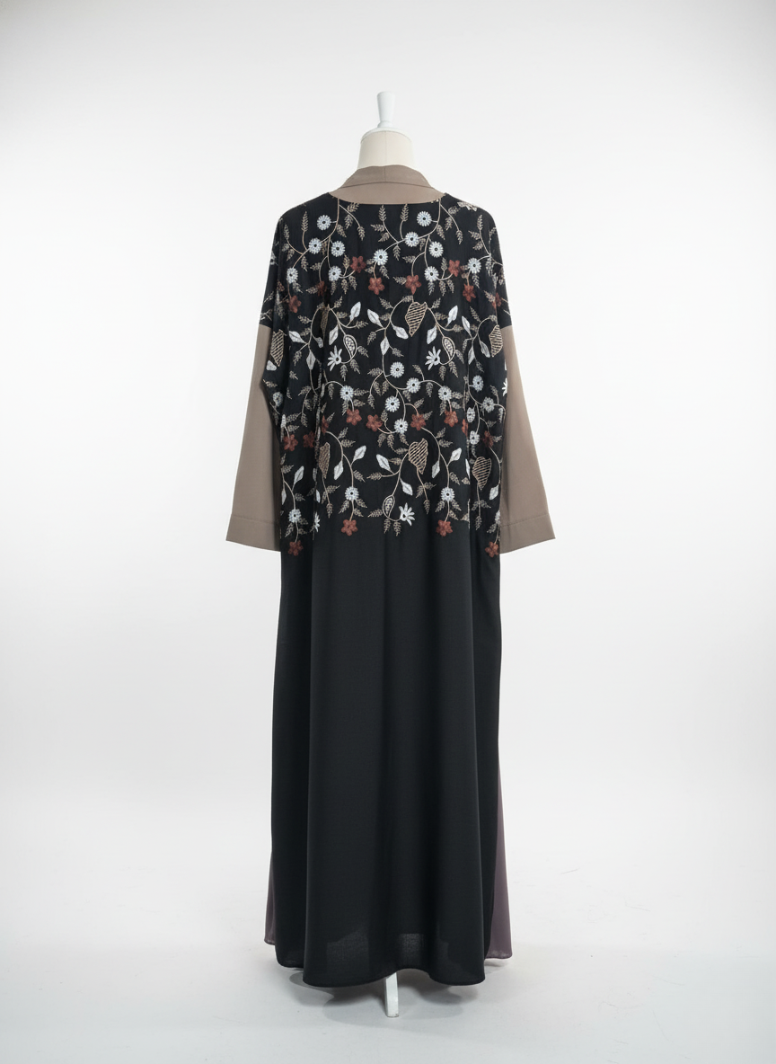 Black and Brown Floral Embroidery