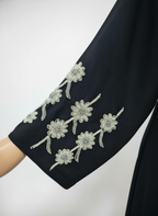 Black Bloom Beaded Sleeves Abaya