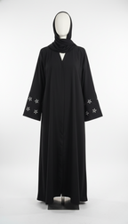 Graceful Black with White Floral Embroidery