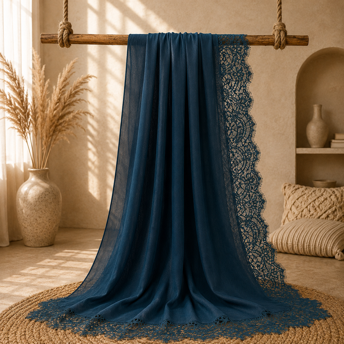 Lace-Trim Modal Hijab