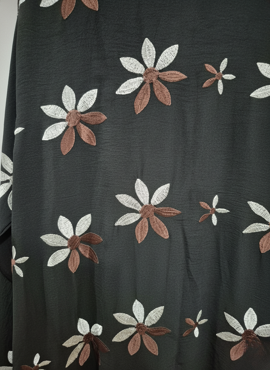 Full Floral Black & Brown Abaya