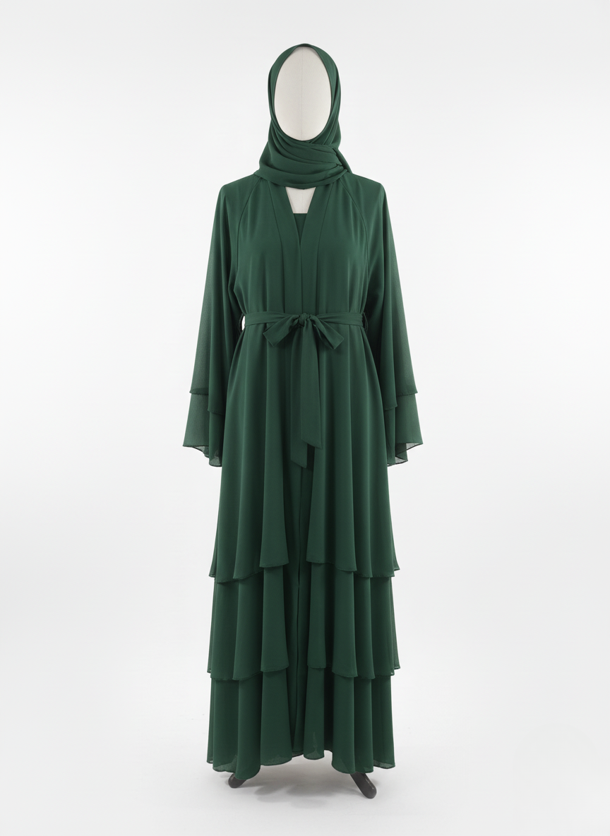 Sophisticated Plain Layered Abaya