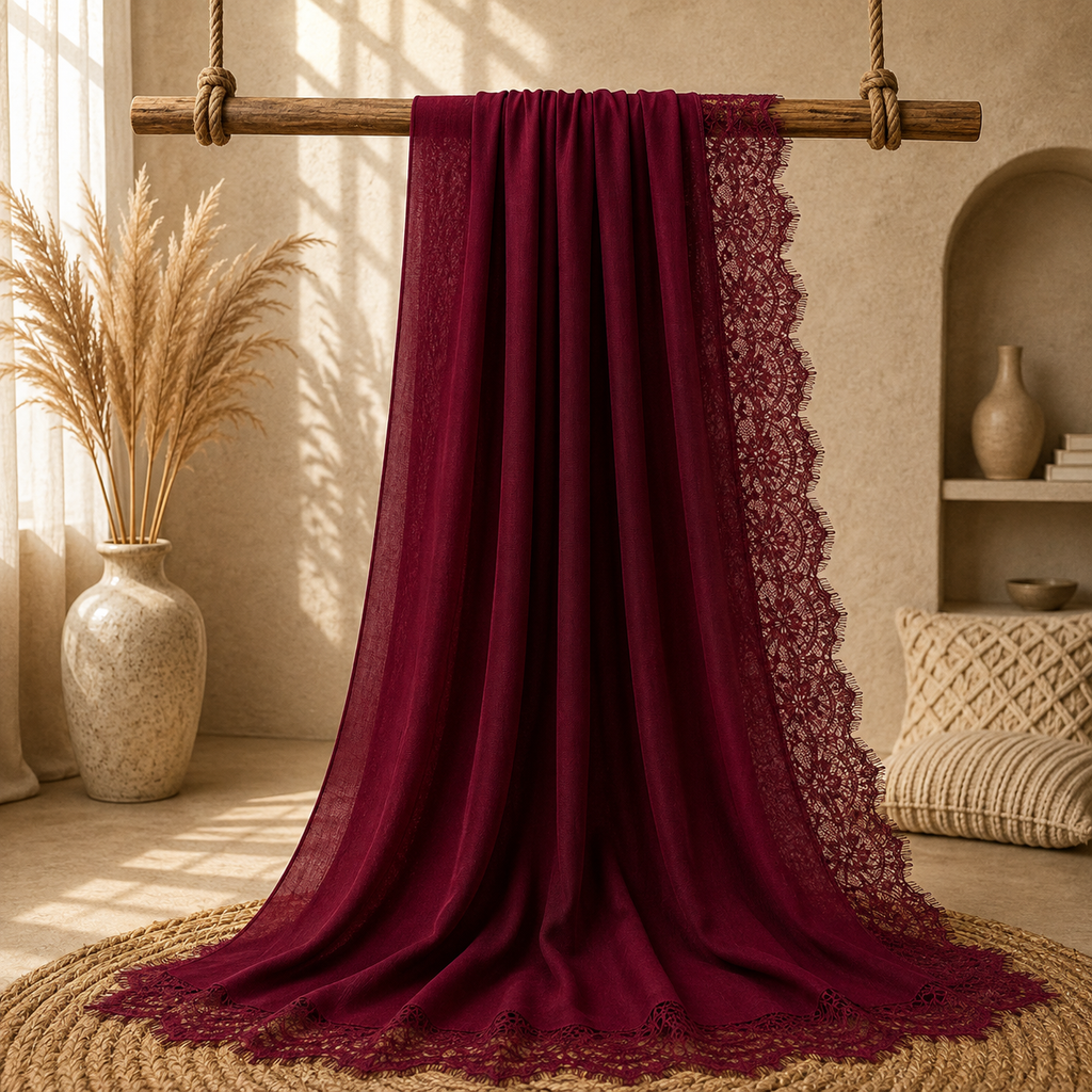 Lace-Trim Modal Hijab