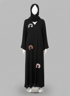 Midnight Bloom Colored Ribbon Floral Abaya