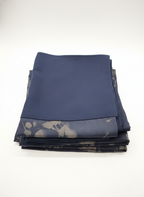 Navy Leaf Harmony Self-Print Abaya