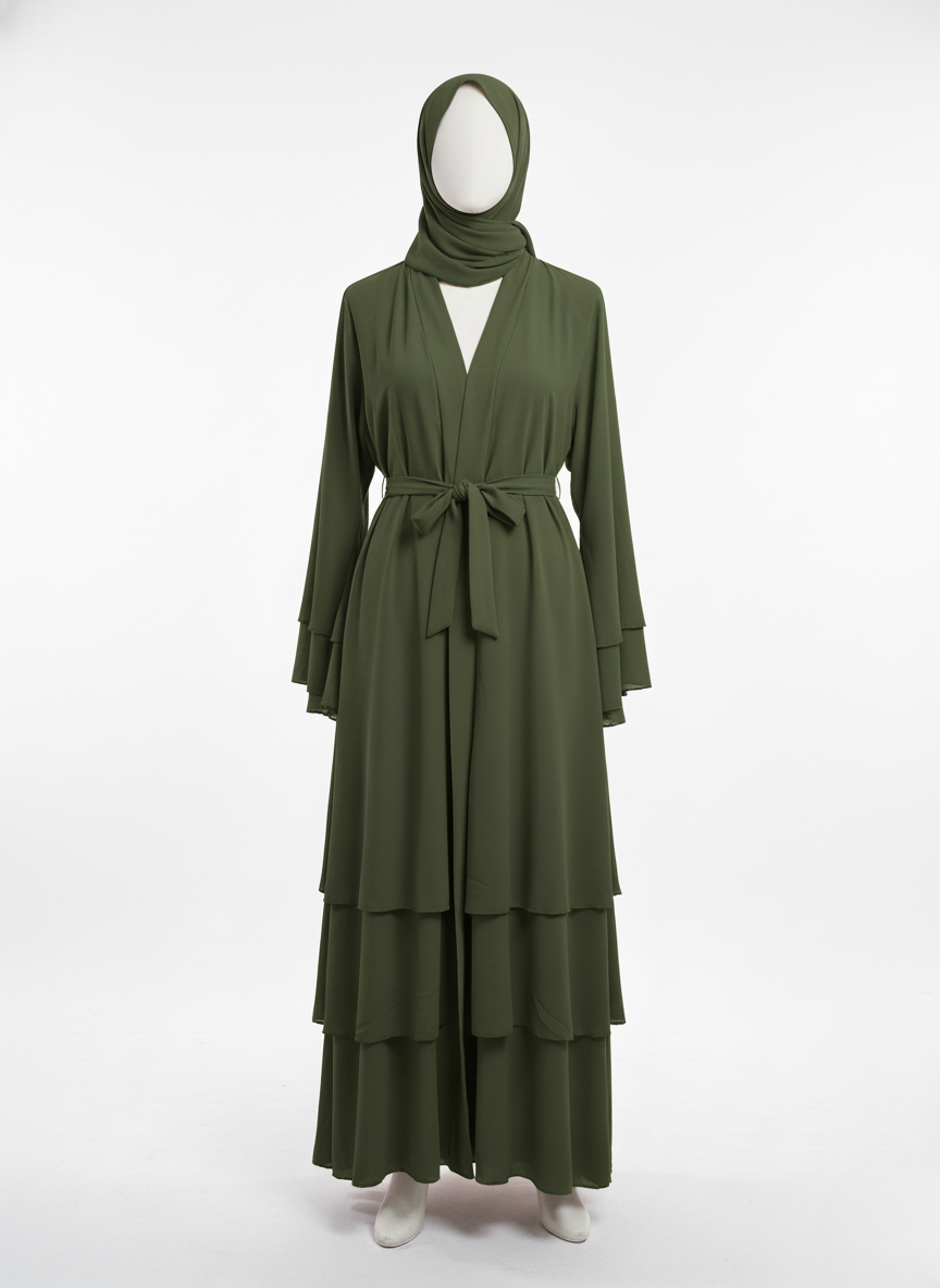 Sophisticated Plain Layered Abaya