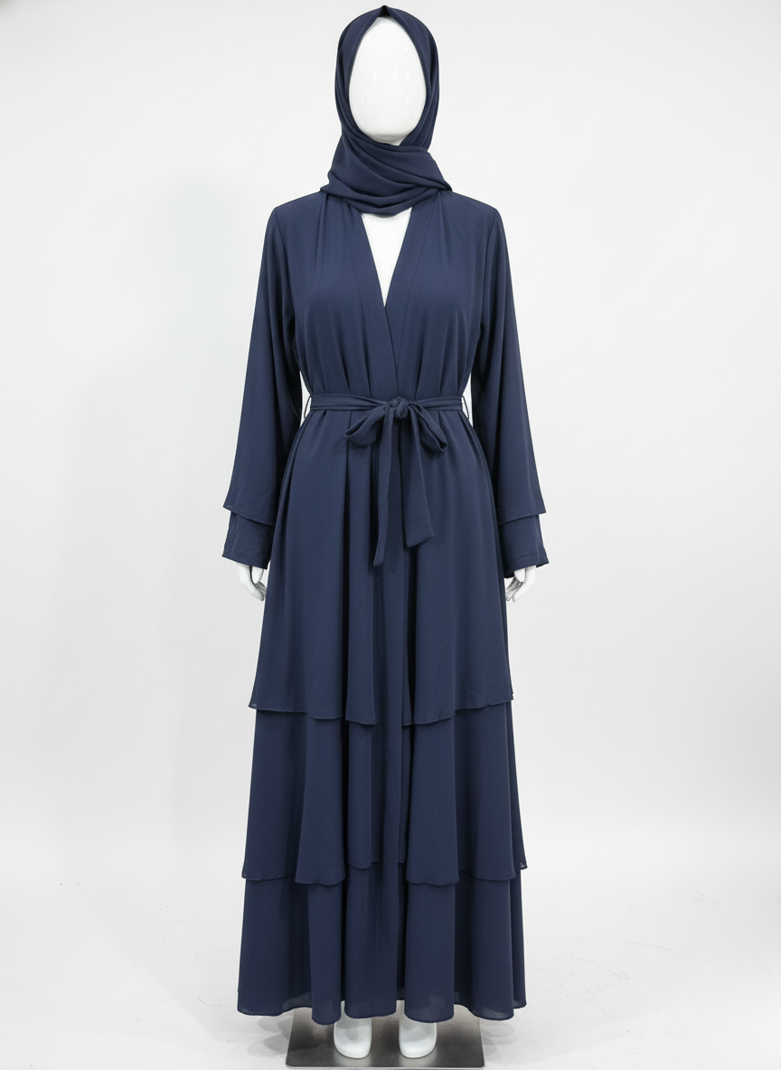 Sophisticated Plain Layered Abaya