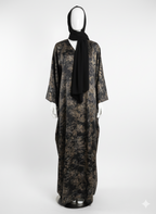 Graceful Black Self-Print Shiny Abaya