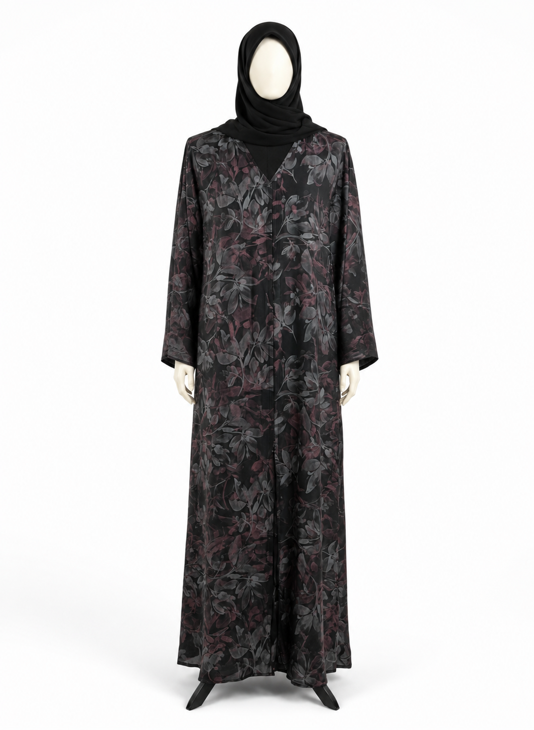 Blush Blossom Black Printed Abaya