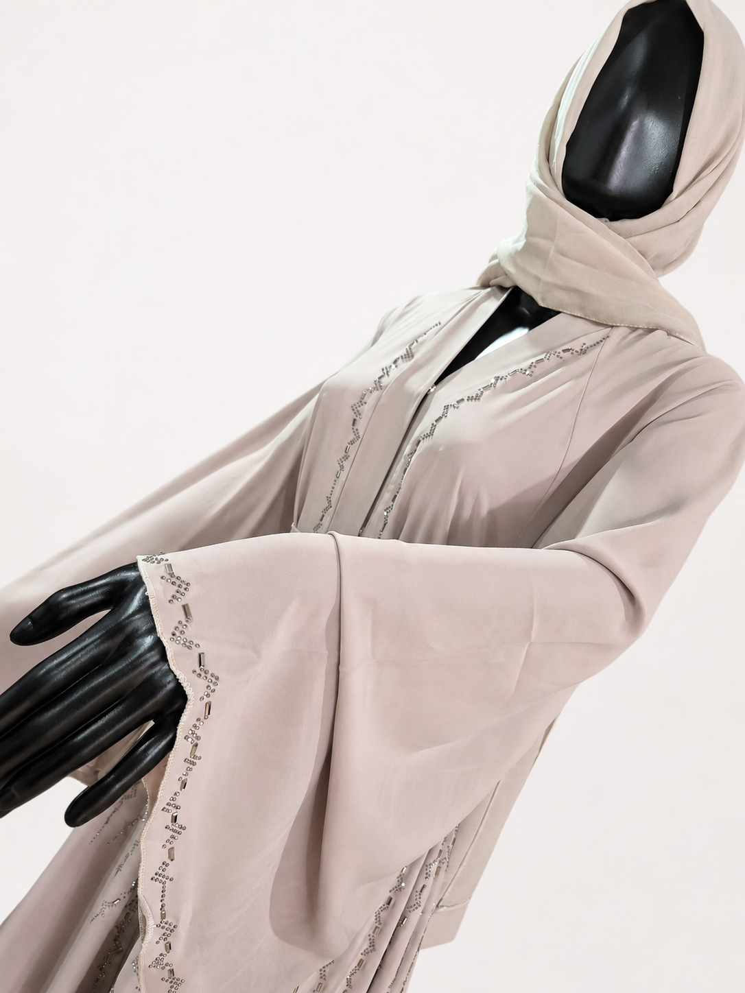 The Ethereal Blush Abaya: Delicately Embellished