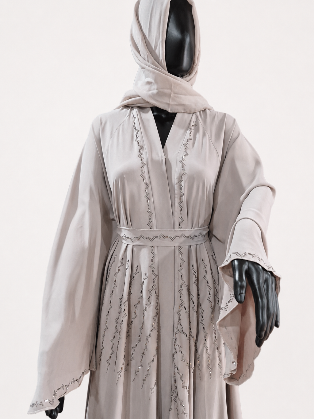 The Ethereal Blush Abaya: Delicately Embellished