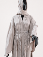 The Ethereal Blush Abaya: Delicately Embellished