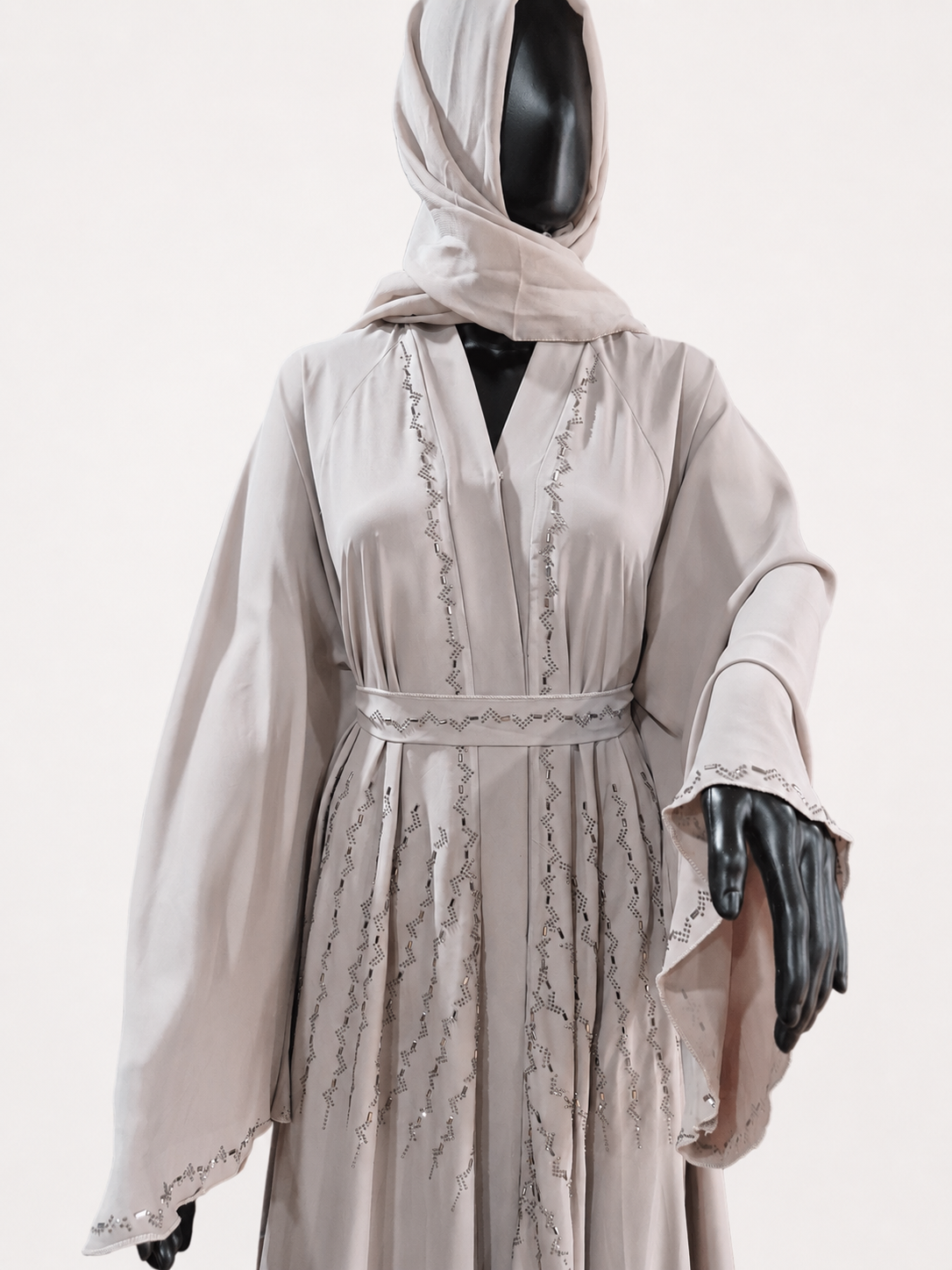 The Ethereal Blush Abaya: Delicately Embellished