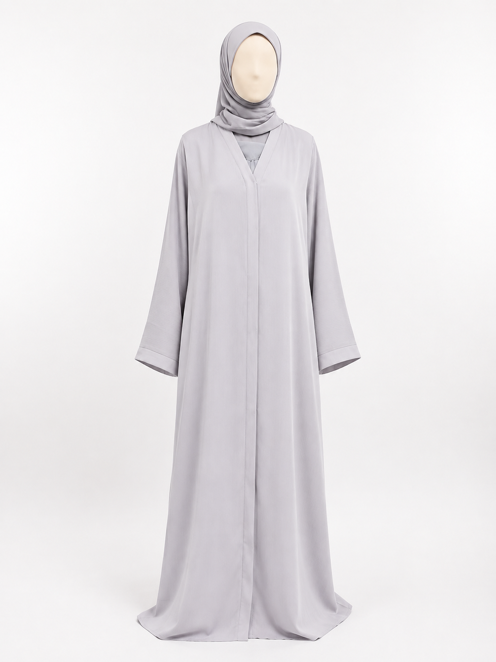 Elegant Light Gray Plain Abaya