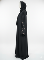 Elegant Black with Sleeve-Only Bow Accent