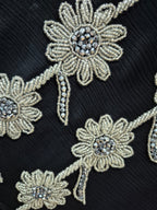 Black Bloom Beaded Sleeves Abaya