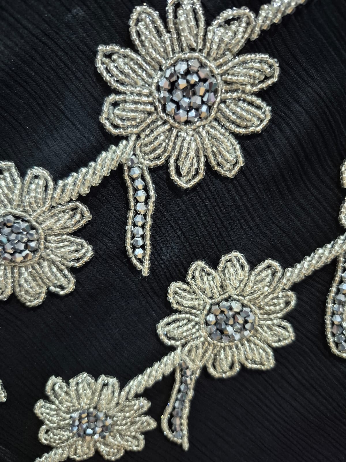 Black Bloom Beaded Sleeves Abaya