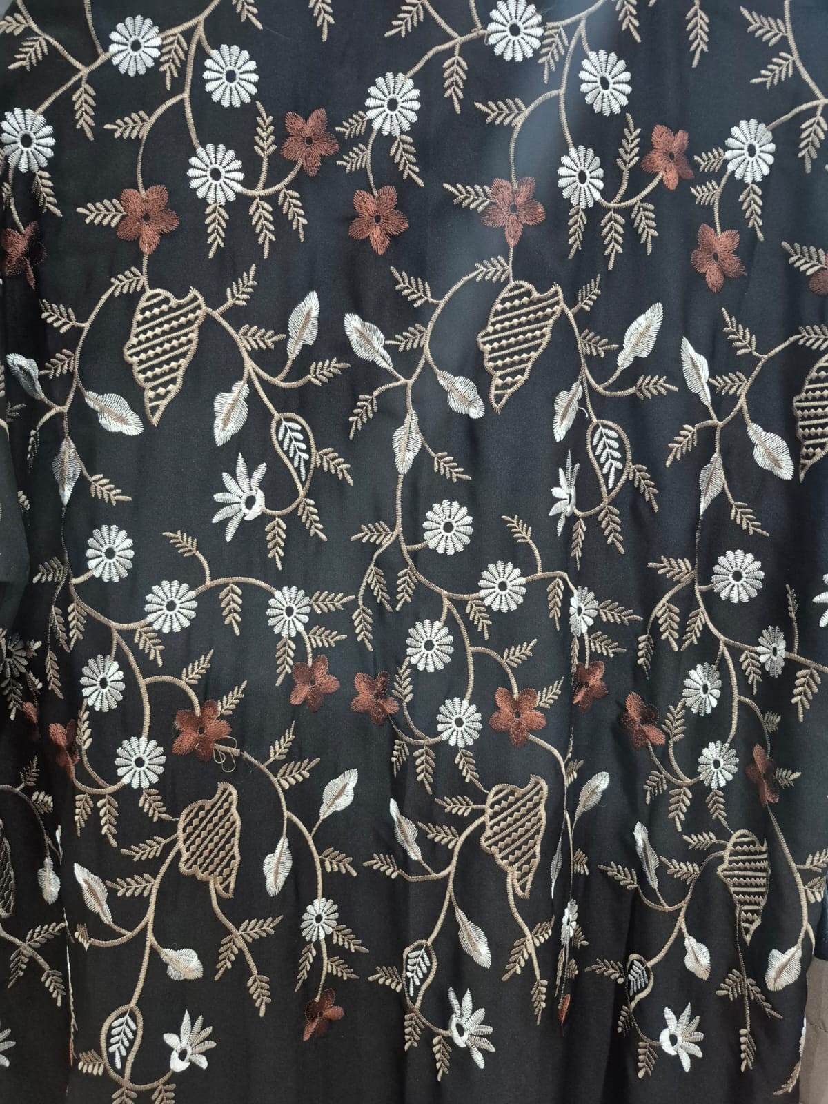 Black and Brown Floral Embroidery