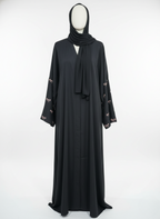 Elegant Black with Sleeve-Only Bow Accent