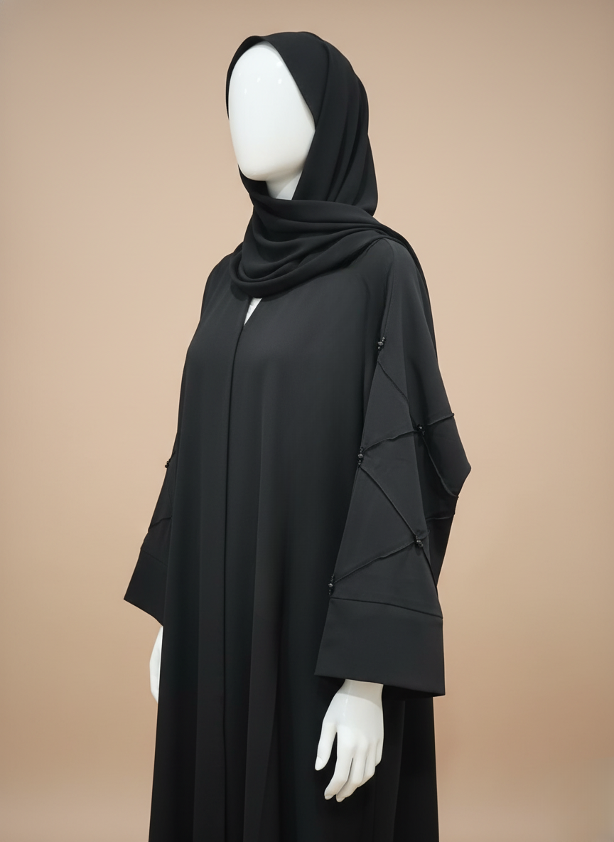 Graceful Beaded Sleeves Abaya