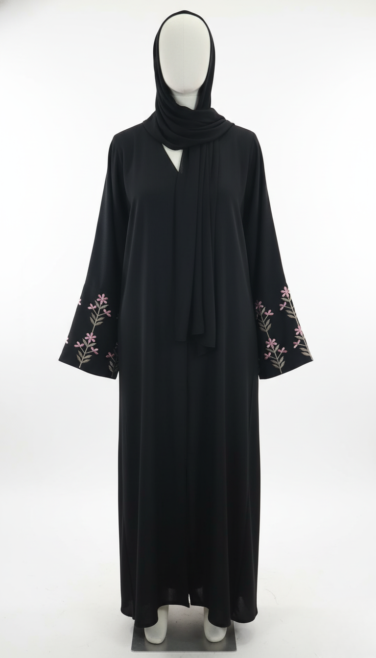 Noor Black Elegance – Embroidered Sleeves
