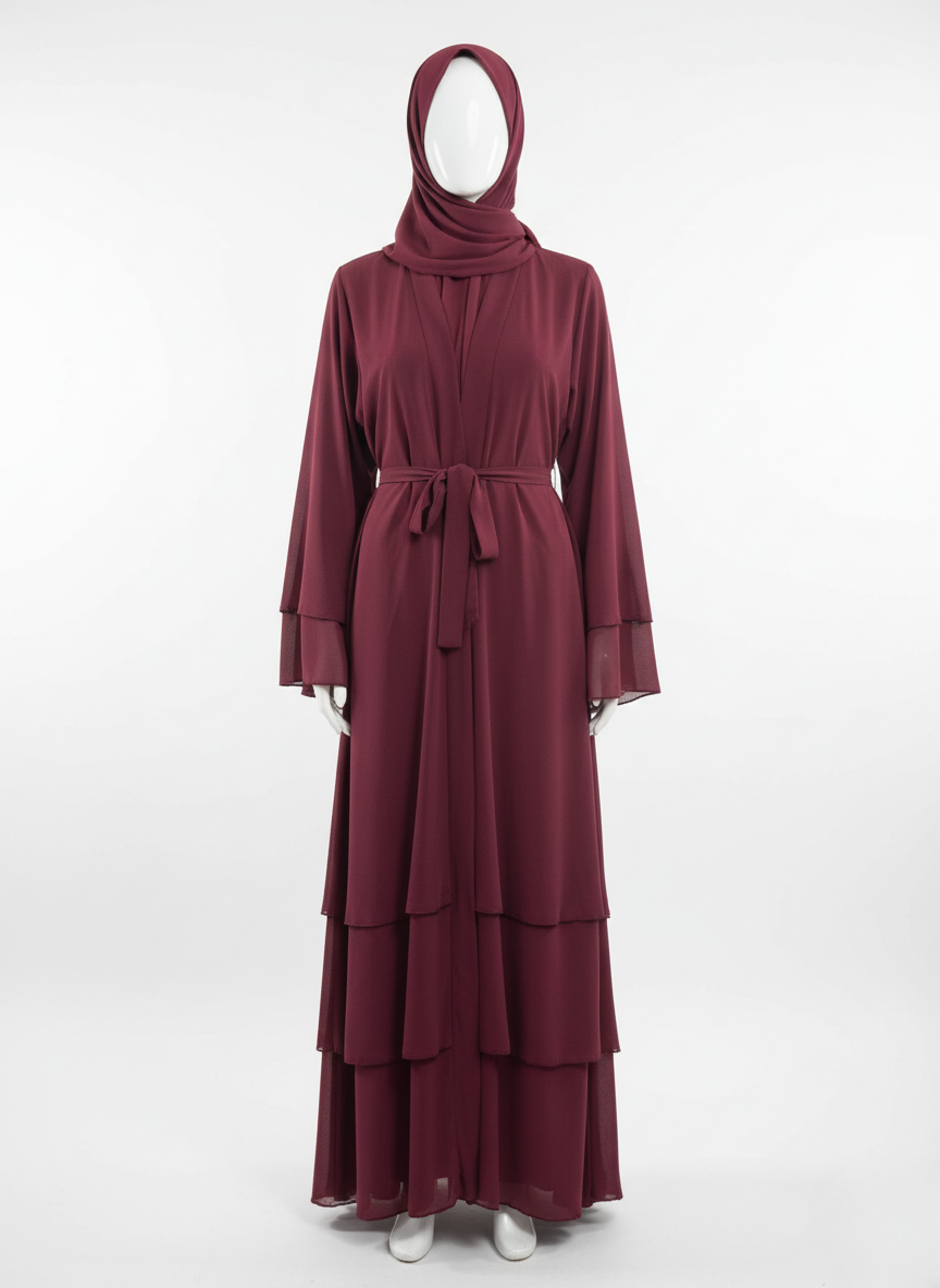 Sophisticated Plain Layered Abaya