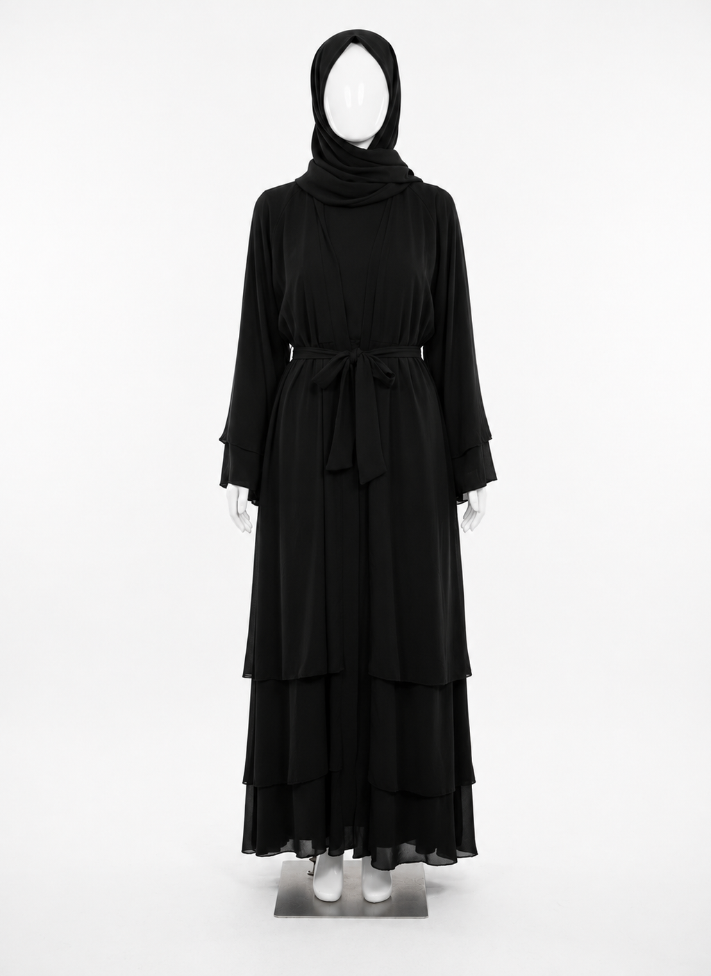 Sophisticated Plain Layered Abaya