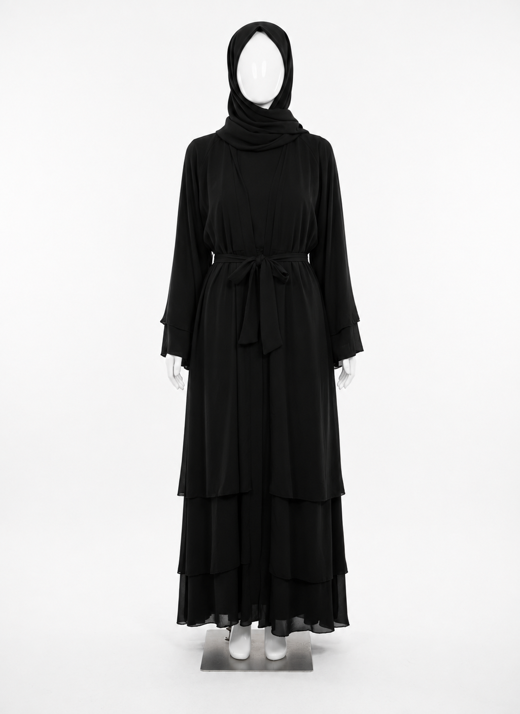 Sophisticated Plain Layered Abaya