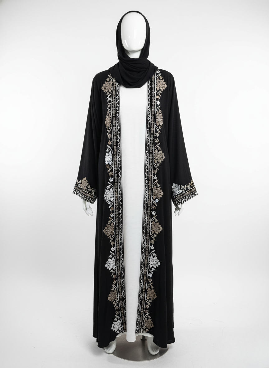 Black Couture Embroidered Abaya