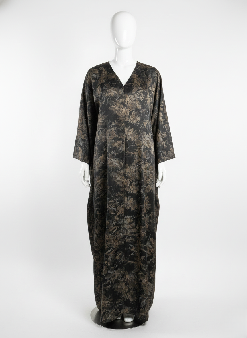 Graceful Black Self-Print Shiny Abaya