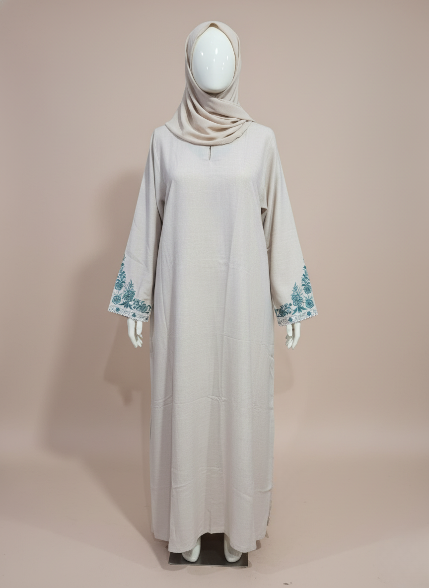 Luxe Green Sleeve Embroidery Abaya