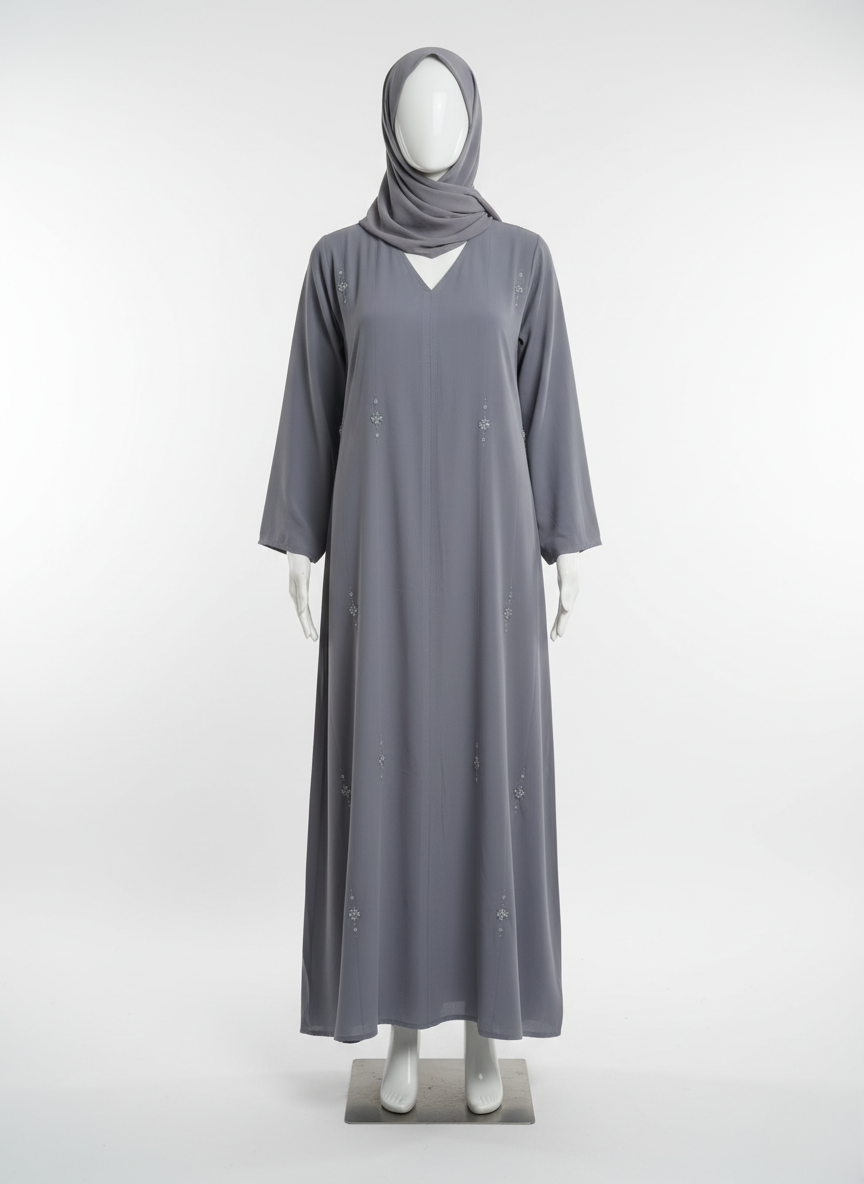 Front-Closed Elegant Beaded Abaya