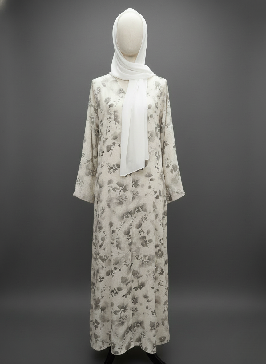 Petal Flow Self-Print Abaya