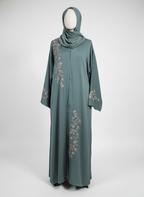 Front and sleeve embroidery green