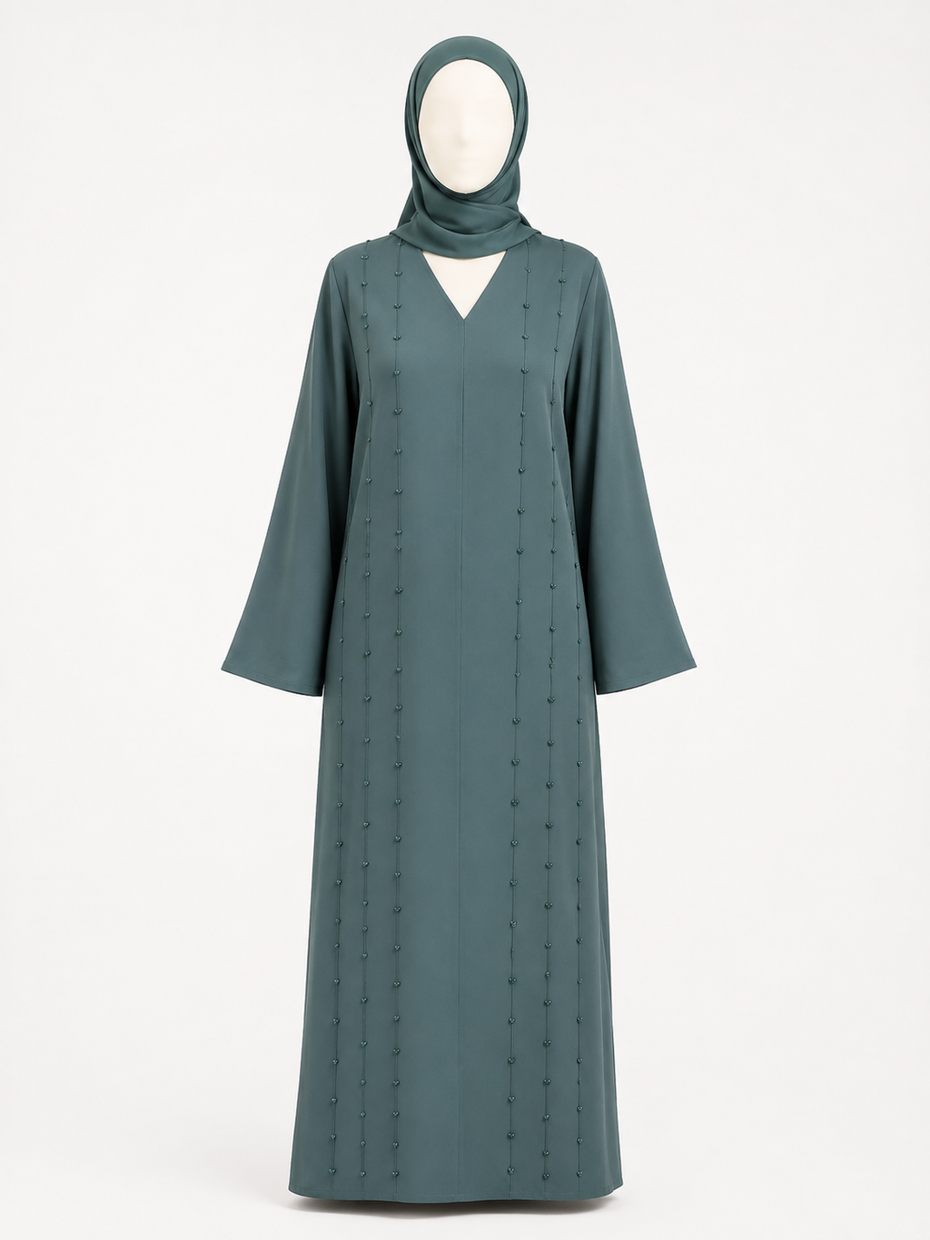 Elegant Front-Beaded Plain Abaya